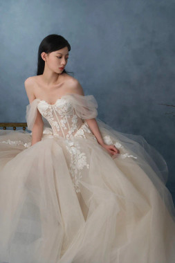 Shop 2024 ANNAKOO Off The Shoulder Tulle Appliques A Line Wedding Dress Under 199