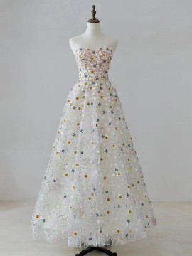 Shop 2024 Annakoo Dreamlike Floral Embellished White Prom Dress Under 239