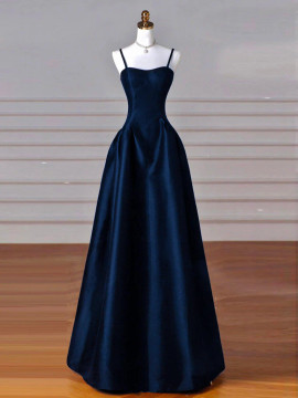 Shop 2024 ANNAKOO Dazzling Midnight Blue Satin A Line Prom Dress Under 139