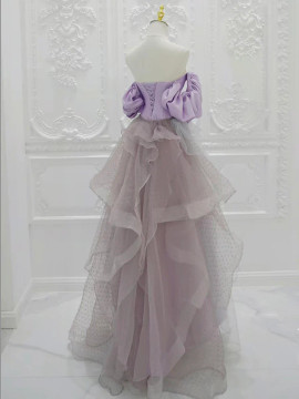 Shop 2024 ANNAKOO A-Line Satin Tulle Purple Sweetheart Prom Dress Under 149