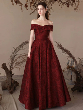 Shop 2024 ANNAKOO Fiery Red Off-Shoulder Embroidered Prom Dress Under 159