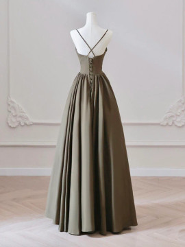 Shop 2024 ANNAKOO Forest Green V Neck Satin Full-Length Prom Dress Under 119