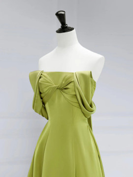 Shop 2024 ANNAKOO Elegant Off-Shoulder Lime Green Satin Prom Dress Under 129