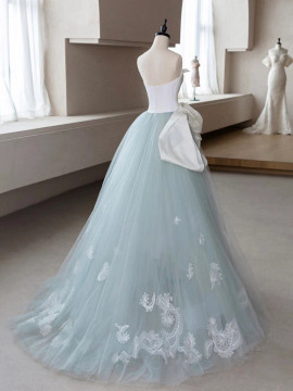 Shop 2024 ANNAKOO A-Line Blue Tulle Lace Applique Prom Dress Under 168