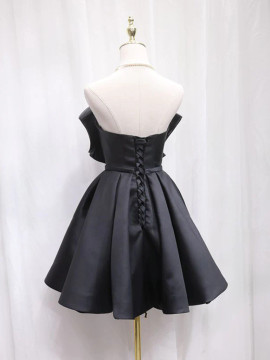 Shop 2024 ANNAKOO Black Sweetheart Neck Satin Short Homecoming Dress Under 134