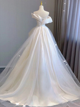 Shop 2024 ANNAKOO Off The Shoulder Tulle A Line Ruffles Wedding Dress Under 167