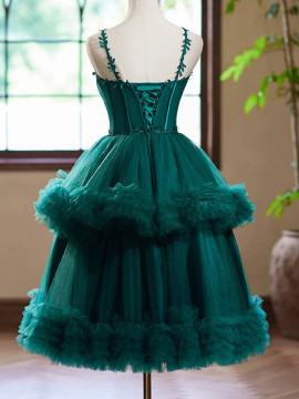 Shop 2024 ANNAKOO A-Line Sweetheart Ruffles Tulle Green Short Homecoming Dress Under 128