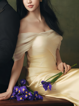 Shop 2024 ANNAKOO Off The Shoulder Satin Gold Trumpet Mermaid Prom Dress Under 140