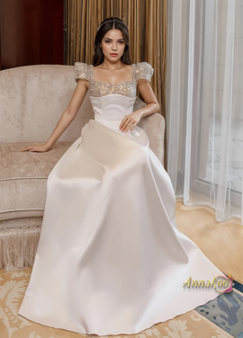 Shop 2024 ANNAKOO Cap Sleeve Beading Sequin Satin A Line Prom Dress Under 189