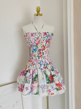 Shop 2024 Annakoo Halter Print Short Mini A Line Ruffles Homecoming Dress Under 98