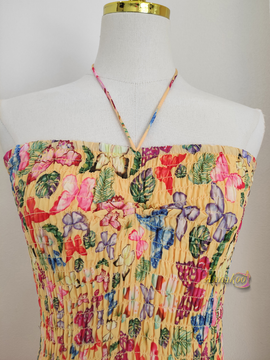 Shop 2024 ANNAKOO Floral Halter Print Short Mini A Line Ruffles Homecoming Dress Under 98