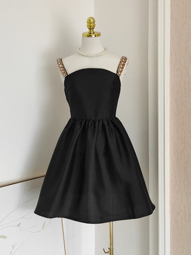 Shop 2024 ANNAKOO Black Strapes Satin Short Mini A Line Homecoming Dress Under 98