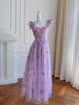 Shop 2024 ANNAKOO Straps Butterfly Purple Belt Tea Length Homecoming Dress Under 189