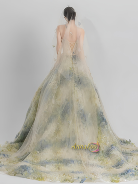 Shop 2024 ANNAKOO Green Strapless Ball Gown Tulle Floral Prom Dress Under 275