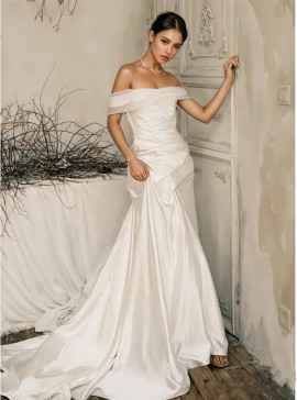 Shop 2024 ANNAKOO Off The Shoulder Trumpet Mermaid Simple Wedding Dress Under 198