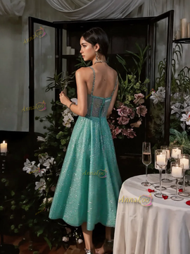 Shop 2024 ANNAKOO  Spaghetti Straps Sequin Green Sparkle Homecoming Dress Under 99