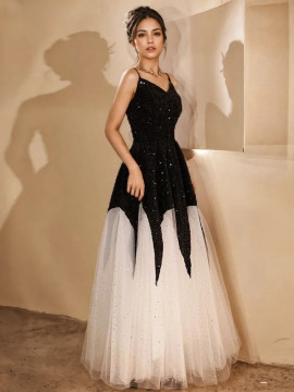 Shop 2024 ANNAKOO Spaghetti Straps Sequin Black Long Prom Dress Under 139
