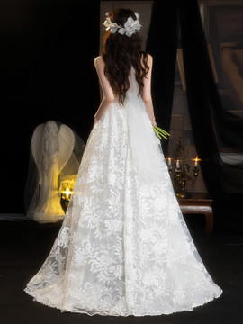 Shop 2024 ANNAKOO V Neck Backless Lace A Line Wedding Dress Under 169