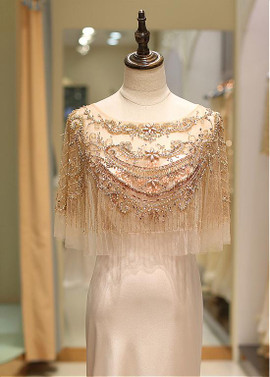 Tulle Scoop Neckline Floor-length Long Pink Mermaid Prom Evening Dress