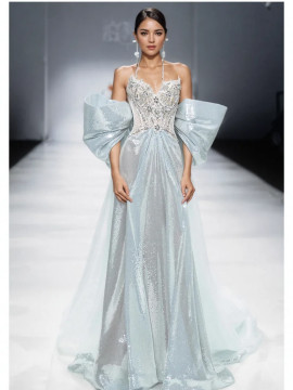 Shop 2024 ANNAKOO Light Blue Sweetheart Beading Bow Prom Dress Under 288