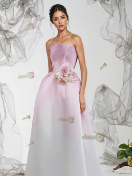 Shop 2024 ANNAKOO  Purple Strapless A Line Flower Satin Prom Dress Under 188