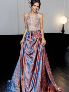 Shop 2024 ANNAKOO Colorful A Line Halter Beading Prom Dress Under 169