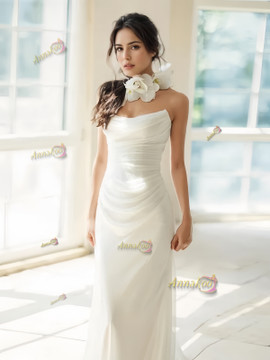 Shop 2024 ANNAKOO Chiffon Sweetheart Trumpet Mermaid Shawl Wedding Dress Under 159