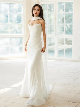 Shop 2024 ANNAKOO Chiffon Sweetheart Trumpet Mermaid Shawl Wedding Dress Under 159