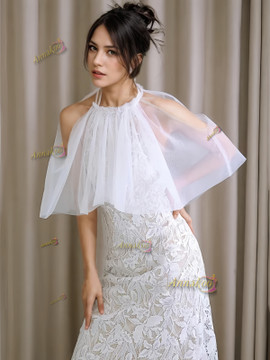 Shop 2024 ANNAKOO Halter Tulle A Line Backless Wedding Dress Under 179