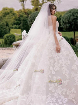 Shop 2024 ANNAKOO Strapless Lace A Line White Wedding Dress Under 269