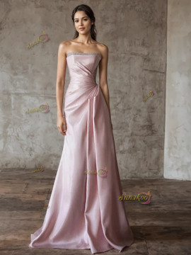 Shop 2025 ANNAKOO  Strapless Beading Mermaid Ruched Pink Prom Dress Under 248