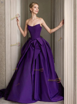 Shop 2025 ANNAKOO Grape Purple Satin A Line Strapless A Line Prom Dress Under 198