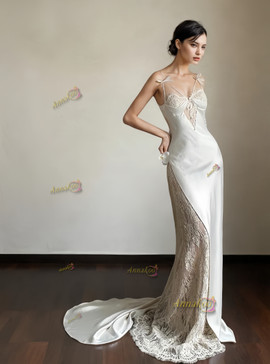 Shop 2025 ANNAKOO Two Piece Long Sleeve Lace Trumpet Mermaid Backless Wedding Dress Under 298