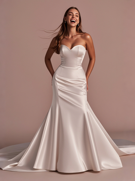 Shop 2025 ANNAKOO Satin Trumpet Mermaid Sweetheart Simple Wedding Dress Under 169