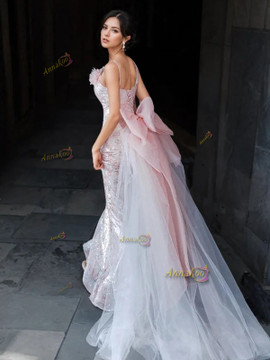 Shop 2025 ANNAKOO Pink Flower Trumpet Mermaid Sequin Prom Dress Under 189