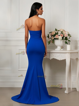 Shop 2025 ANNAKOO Sexy Royal Blue Spandex Cut Out Beading Prom Dress With Slit Under 229