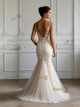 Shop 2025 ANNAKOO Sweetheart Lace Trumpet Mermaid Tulle Backless Wedding Dress Under 249