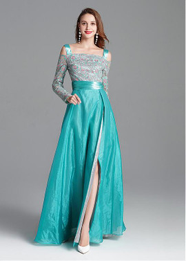 Ready To Ship Organza Off-the-shoulder Evening Dress With Embroidery