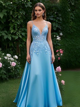 Shop 2025 Annakoo Light Blue Appliques V Neck Appliques Prom Dress Under 199