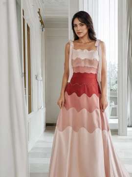 Shop 2025 ANNAKOO Tie Straps Pink Satin A Line Prom Dress Under 156