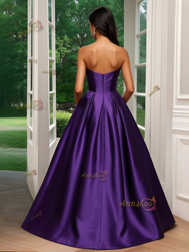 Shop 2025 ANNAKOO Purple Satin Sweetheart Ball Gown Prom Dress Under 188