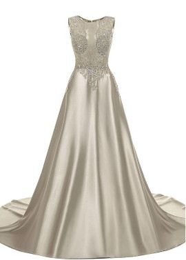  Satin Scoop Champagne A-line Mother Of The Bride Dresses