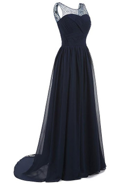 Tulle & Chiffon Scoop Navy Mother Of The Bride Dresses