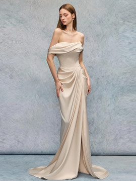 Shop 2025 ANNAKOO Off The Shoulder Ruched Ivory Trumpet Mermaid Wedding Dress Under 189