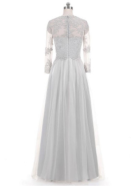 3/4 Length Sleeves Gray  Mother Of The Bride Dresses