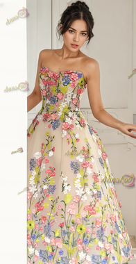 Shop 2025 ANNAKOO  Sweetheart A Line Floral Tulle Prom Dress Under 178