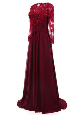 Chiffon Scoop Burgundy A-line Mother Of The Bride Dresses