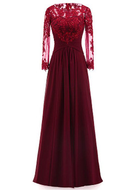 Chiffon Scoop Burgundy A-line Mother Of The Bride Dresses