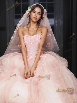 Shop 2025 ANNAKOO Pink Tulle Flowers Ball Gown Prom Dress Under 233