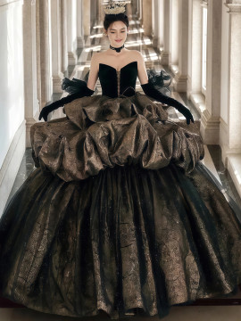 Shop 2025 ANNAKOO  Coffee Sweetheart Ball Gown Ruffles Prom Dress Under 249